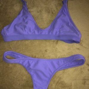 White fox purple thong bikini